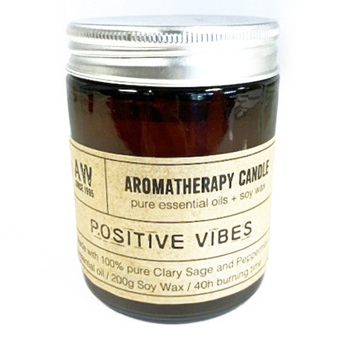 Vela Aromaterapia Vibraciones Positivas – Aceite Esencial de Salvia y Menta 100% Puro + Cera de Soja Natural