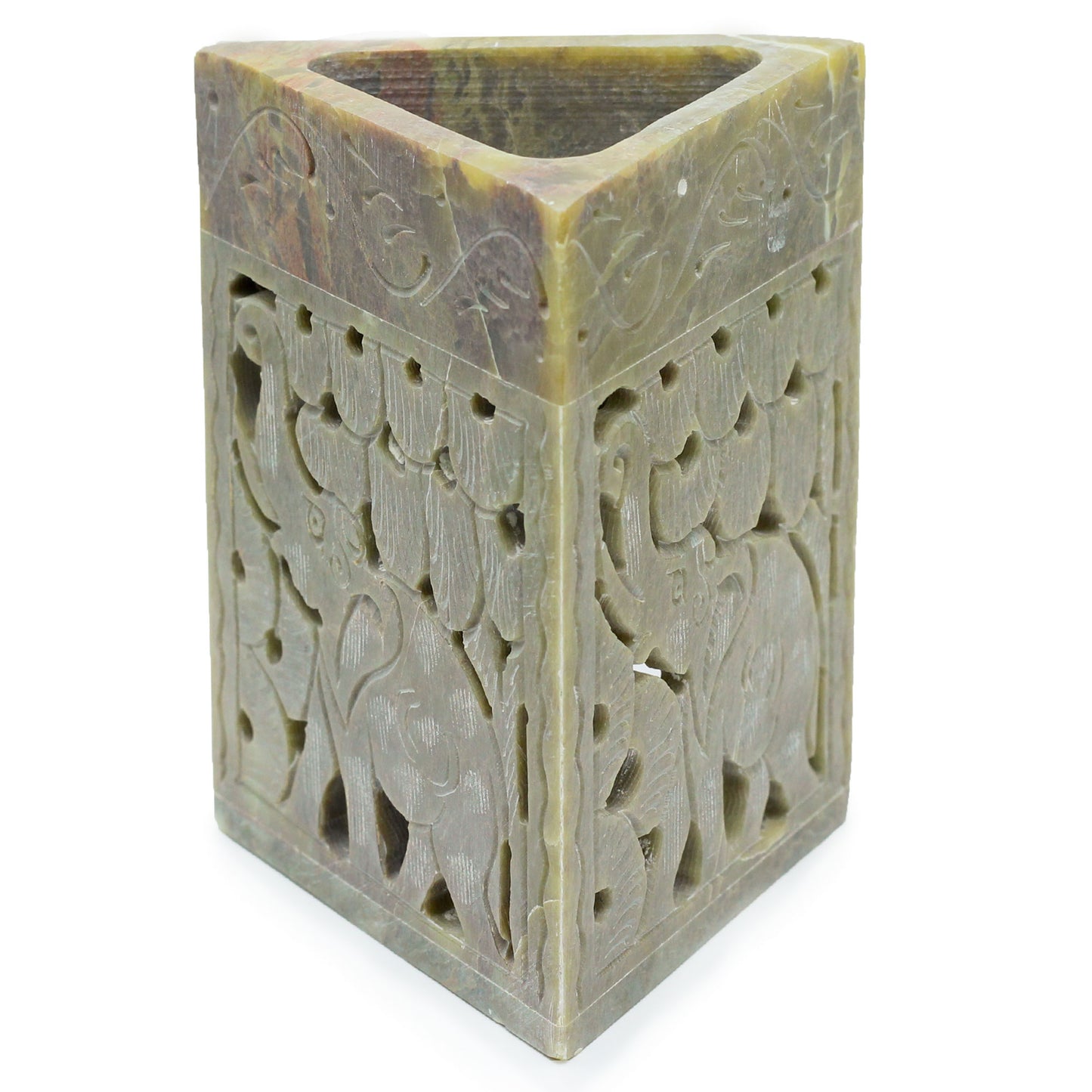 Triangular Soapstone Oil Burner 11x9 cm - Elephant