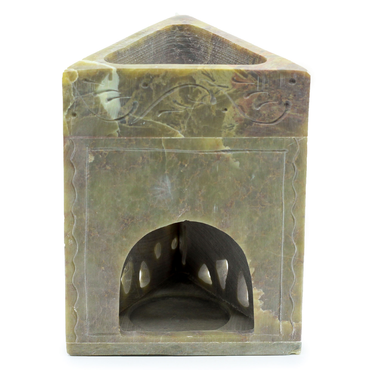 Triangular Soapstone Oil Burner 11x9 cm - Elephant