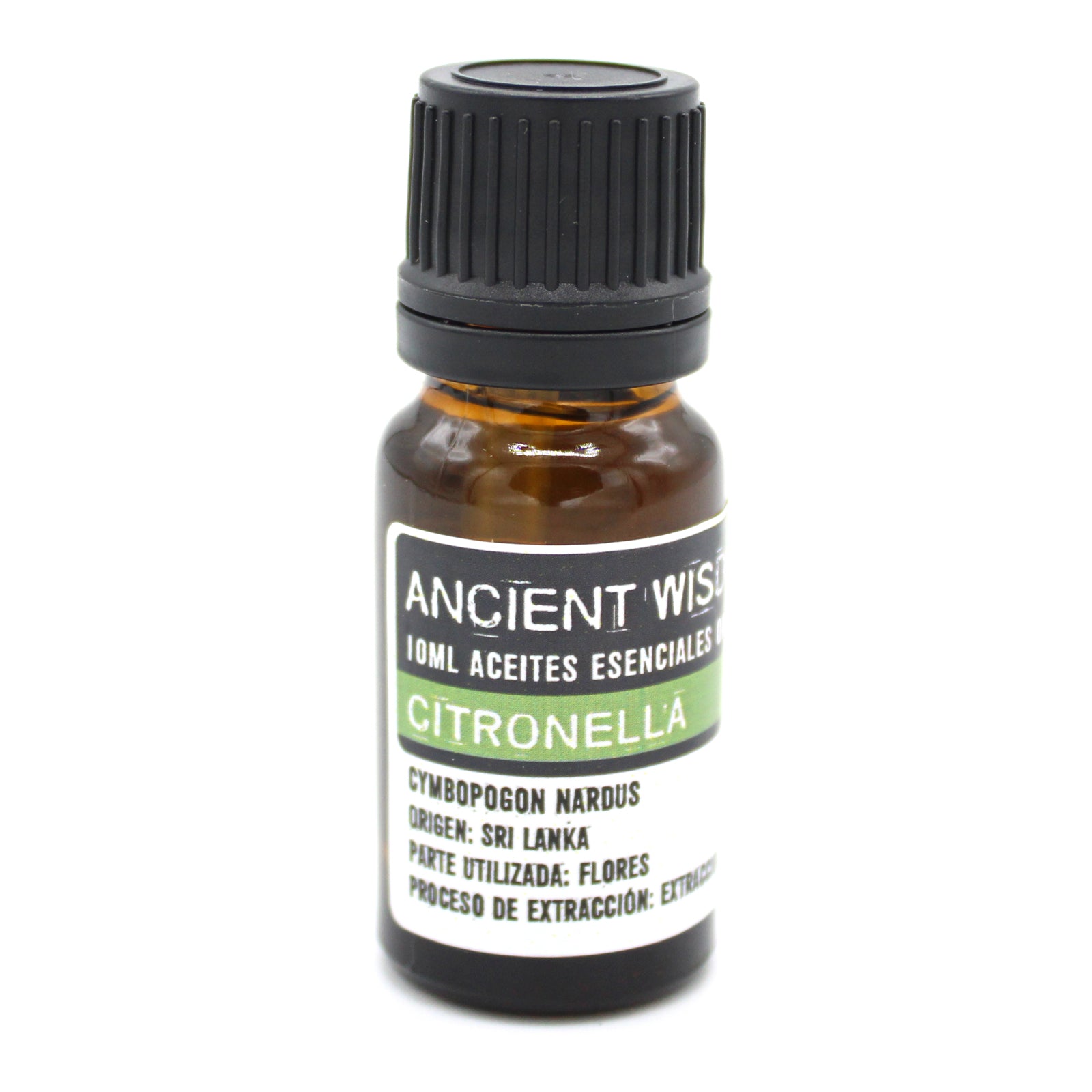 Aceite Esencial Orgánico de Citronela (10ml): Repelente natural de insectos con aroma fresco y propiedades antibacterianas.