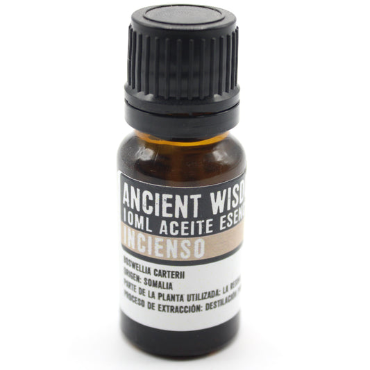 Aceite Esencial de Incienso (10ml): Relajante y regenerador, ideal para meditación y cuidado facial.