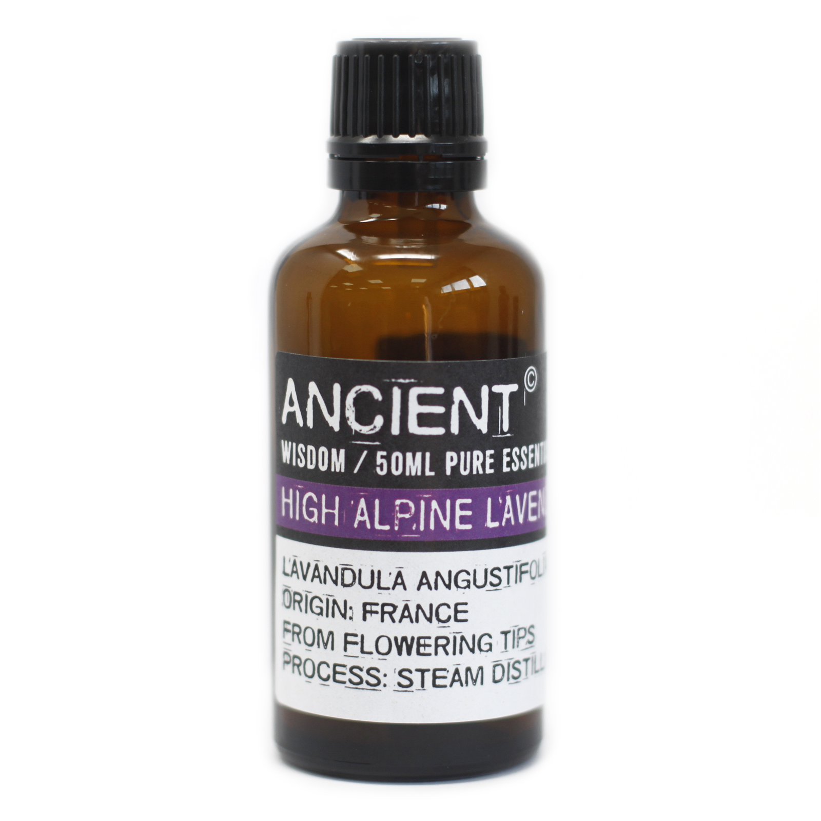 Aceite Esencial de Lavanda Alpina (50ml): Aroma floral y fresco, ideal para bienestar emocional y físico.