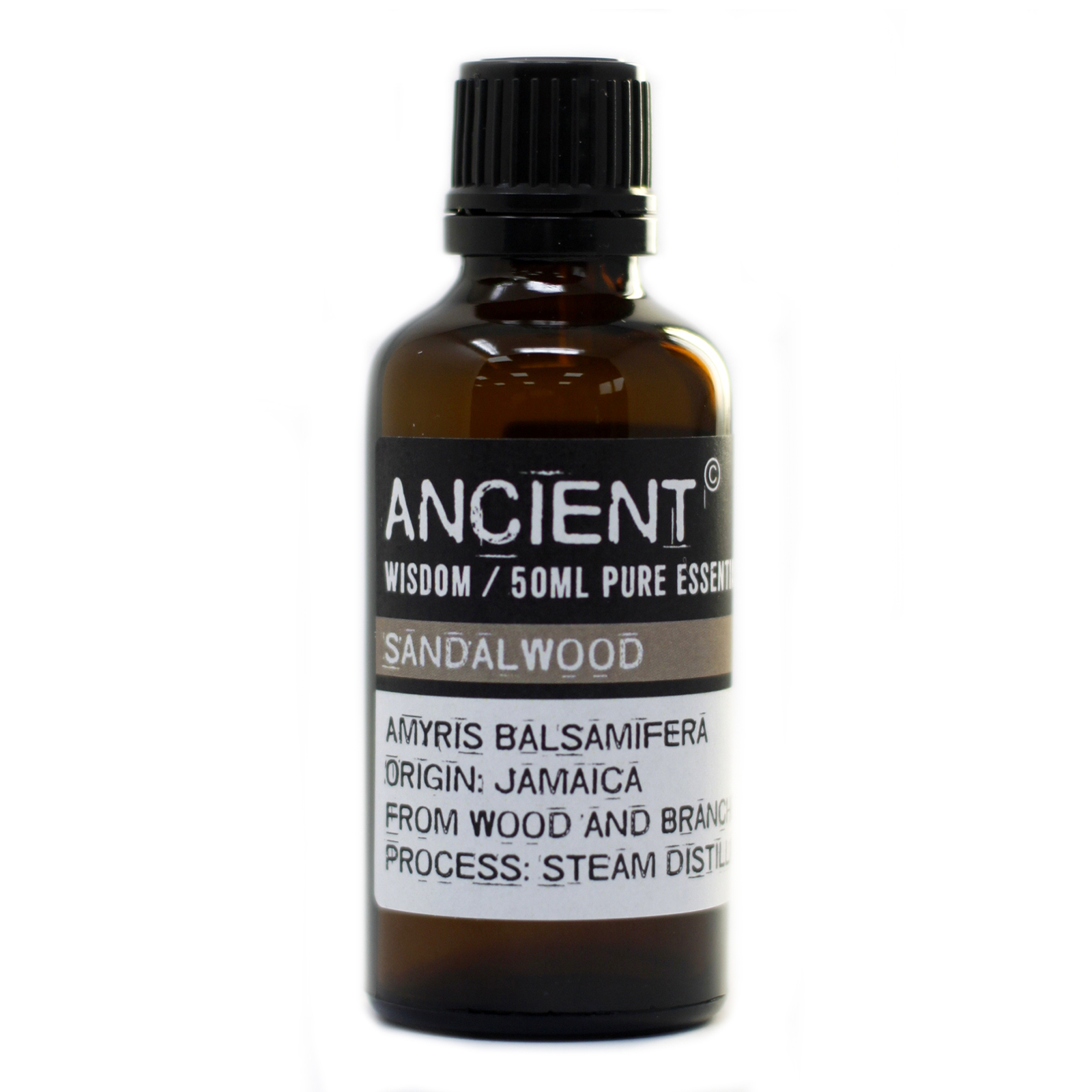 Aceite Esencial de Sándalo Amyris (50ml): fragancia dulce y amaderada para meditación y bienestar.