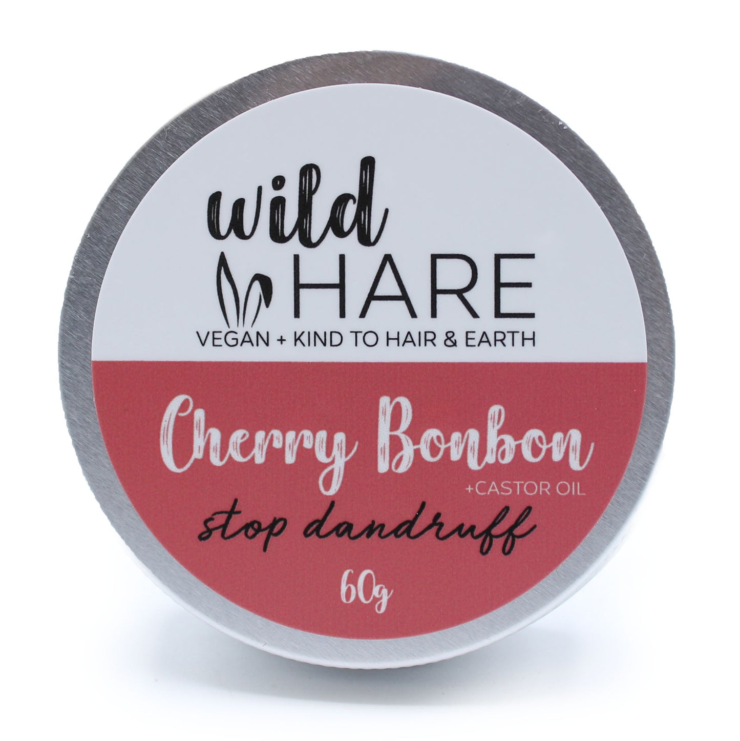 Champú sólido Wild Hare de Cereza en lata metálica cerrada, hidratación frutal y cuidado natural para el cabello.