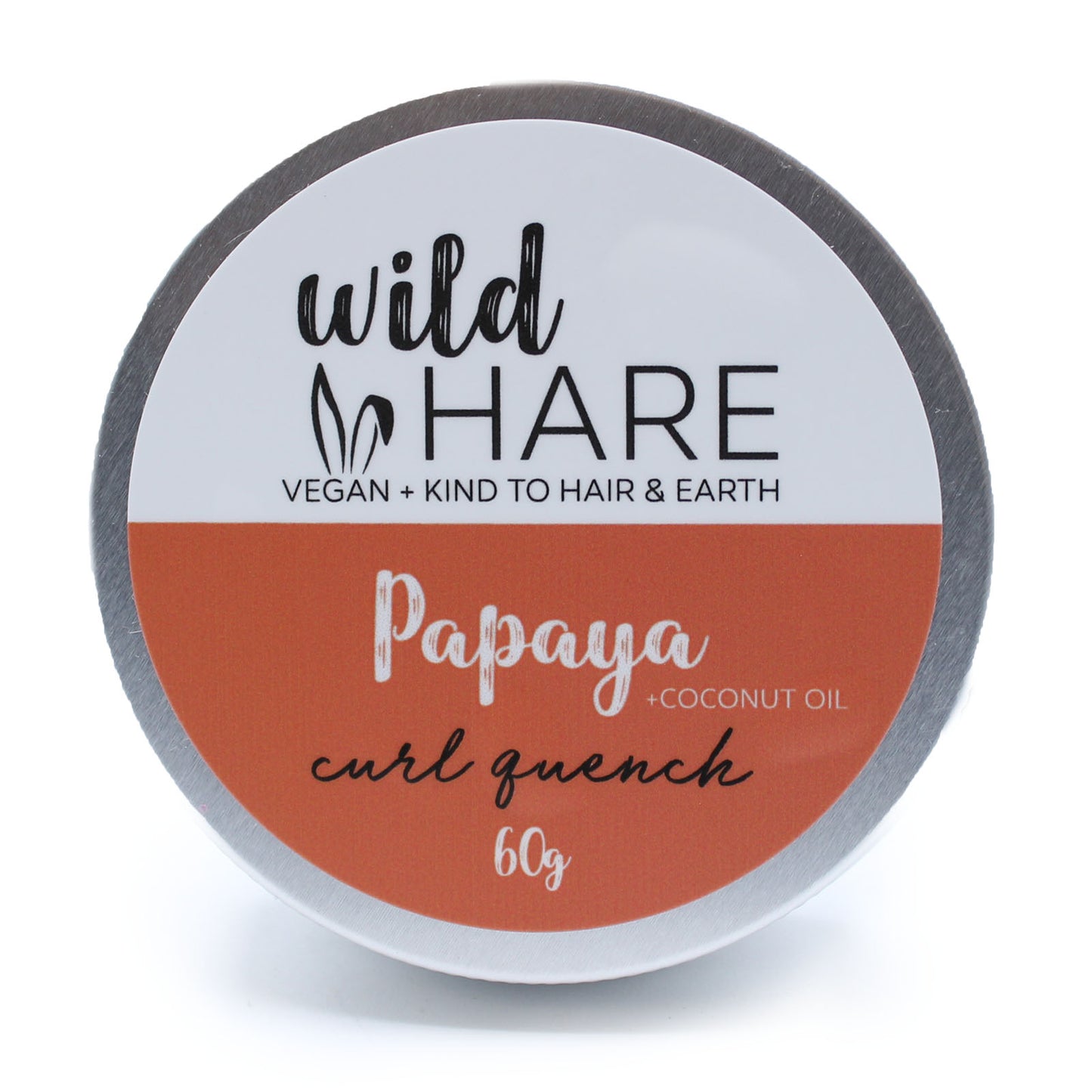 Champú sólido Wild Hare de Papaya en lata metálica cerrada, hidratación frutal y cuidado natural para el cabello.