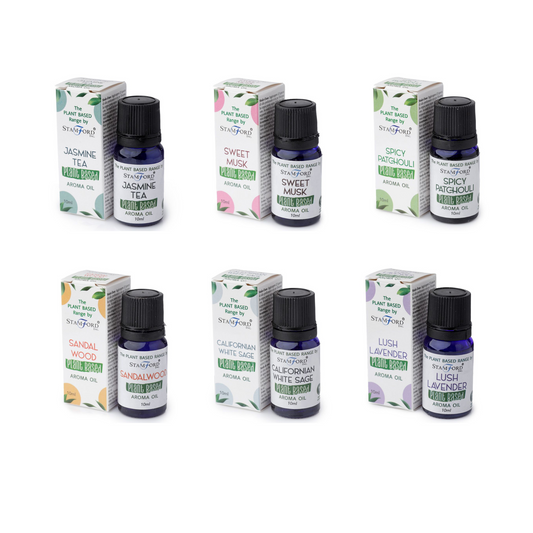 Eleva tus sentidos con nuestro set de 6 aceites esenciales botánicos puros. Perfecto para rituales de aromaterapia y momentos de relajación. Incluye fragancias de salvia blanca, té jazmín, lavanda, sándalo, pachulí y almizcle dulce.