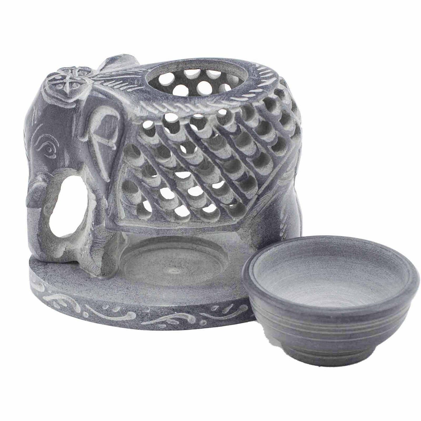 Soapstone Oil Burner 10.5cm - Standing Elephant